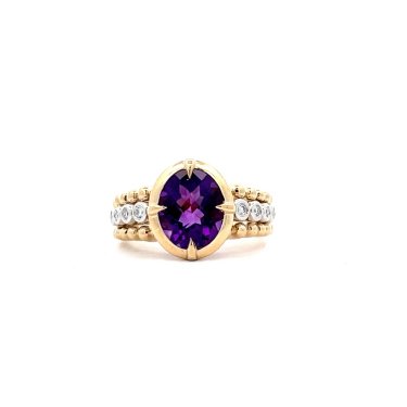North-South ring with 2.25 ct. amethyst and 0.15 ct. t.w. diamonds, $1,900; Izi Creations