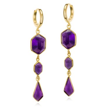 Earrings in vermeil with amethyst, $293; Jorge Revilla 