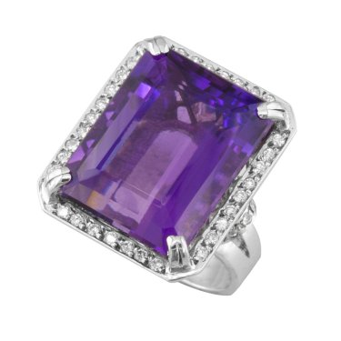 Rainbow collection ring in 18k white gold with 26.23 ct. amethyst and 0.42 ct. t.w. diamonds, price on request; Kouzoupis