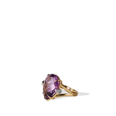 Cocktail ring in 14k and 18k yellow gold with 14.38 ct. amethyst and 0.144 ct. t.w. diamonds, $3,180; Lolovivi