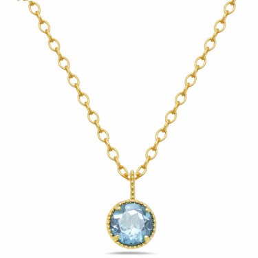 Necklace in 18k gold vermeil with aquamarine, $335; Anatoli