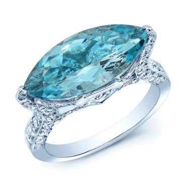 Marquise ring in platinum with 3.07 ct. aquamarine and 0.79 ct. t.w. diamonds, $13,640; Carl K Gumpert