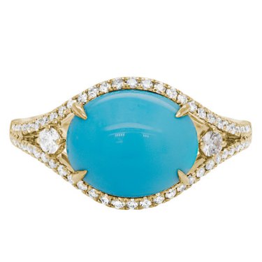 Ring in 14k yellow gold with 2.81 ct. turquoise and 0.38 ct. t.w. diamonds, $2,450; Artistry, Ltd. 