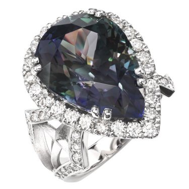 Twilight Tanzanite ring in 14.72 ct. tanzanite and 1.82 cts. t.w. diamonds, price on request; Dallas Prince 