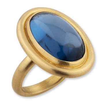 Jellybonbon ring in 22k yellow gold with cabochon London blue topaz, $4,290; Lika Behar