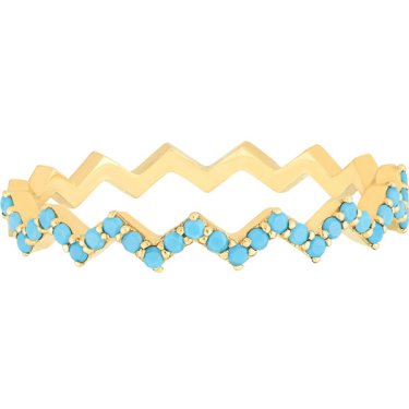 Zig Zag ring in 14k yellow gold with turquoise, $277; Midas Chain