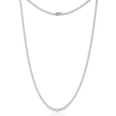 Tennis necklace in 14k white gold with 5.0 cts. t.w. diamonds, $6,200; Mabel Chong