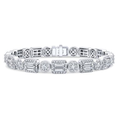 Bracelet in 18k white gold with 3.4 cts. t.w. baguette and 3.86 cts. t.w. round diamonds, $11,741; Ounce Collection 