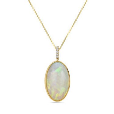 Pendant in 14k yellow gold with Australian opal, $2,750; Shula New York
