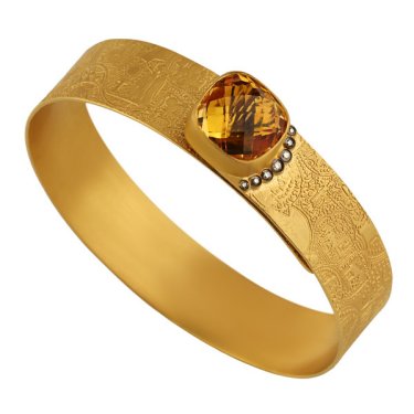 Bangle in 24k yellow gold with citrine