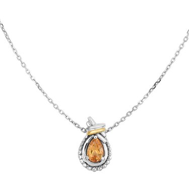 Love Knot pendant in sterling silver and 18k yellow gold with citrine