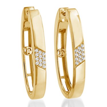 Havana oval pavé hoop earrings in 14k yellow gold with 0.23 ct. t.w. diamonds, $2,795; John Atencio
