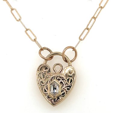 Vintage lock necklace with 0.15 ct. diamond, $4,875; Just Jules