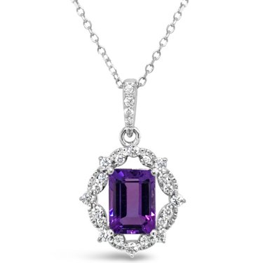 Pendant in white gold with 0.81 ct. amethyst and 0.17 ct. t.w. diamonds