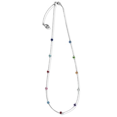 Birthstone necklace with customizable metal and gemstone options