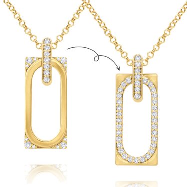 Rectangular convertible necklace in 14k yellow gold with 0.79 ct. t.w. diamonds