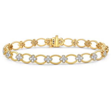 Flower motif bracelet in 14k yellow gold with 1.0 cts. t.w. diamonds