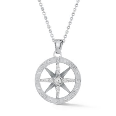 Compass pendant in white gold with diamonds, price on request; I. Reiss 
