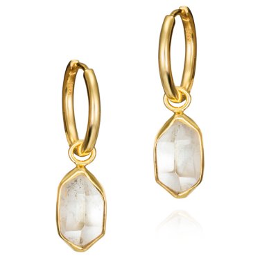 Herkimer earrings in gold-plated silver with quartz crystal, $200; Jorge Revilla