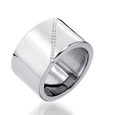 Havana wide ring in 14k white gold with diamonds, $2,495