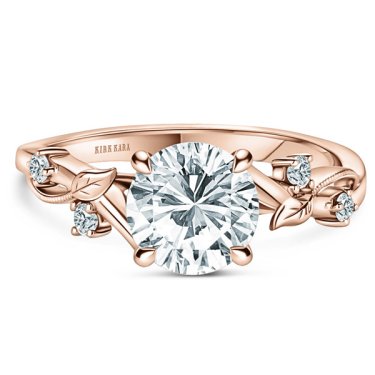 Leaf accent cathedral engagement ring in 18k rose gold, $2,930 (setting only)