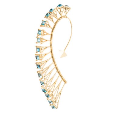 Stones Tower ear cuff in 18k yellow gold with London blue topaz, price on request; Peruffo 