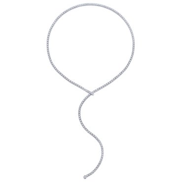 Tennis necklace in 14k white gold with 9.17 cts. t.w. diamonds, $23,400; Shy Creation
