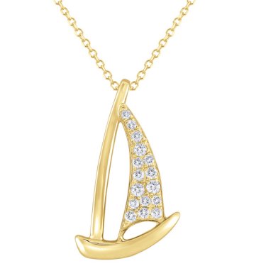 Sailboat necklace in 14k yellow gold