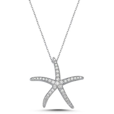 Starfish pendant in 14k white gold