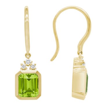 Earrings in 14k yellow gold with 2.6 cts. t.w. peridot and 0.08 ct. t.w. diamonds