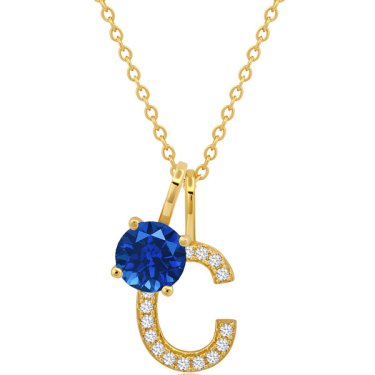 Initial pendant in gold-plated sterling silver with spinel and CZ
