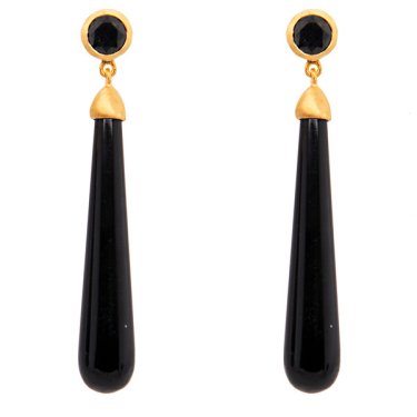 Earrings in 24k gold vermeil with black spinel