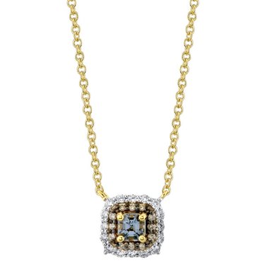 Pendant in 18k yellow gold with 0.26 ct. Asscher-cut gray spinel, 0.06 ct. t.w. gray diamonds, and 0.16 ct. t.w. diamonds