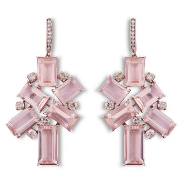 Earrings in 18k gold with morganite and diamonds