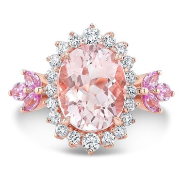 Grace ring with morganite, pink sapphire, and diamonds