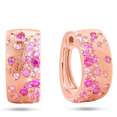 Confetti earrings in 14k rose gold with pink sapphires