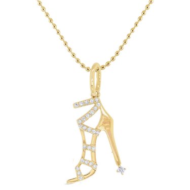 High heeled shoe necklace in 14k yellow gold 