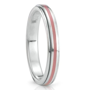 Ring in sterling silver with rose enamel