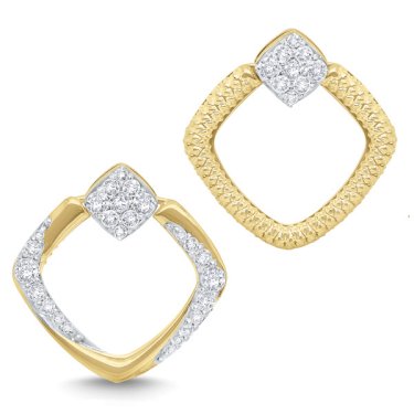 Earrings in yellow gold with 1.0 cts. t.w. diamonds