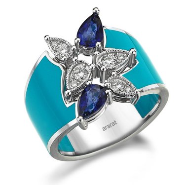 Ring with sapphires and diamonds