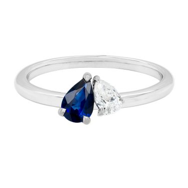 Ring in 14k white gold with 0.55 ct. sapphire and 0.16 ct. diamond