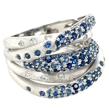 Band in 14k white gold with 1.57 cts. t.w. sapphire and 0.16 ct. t.w. diamonds