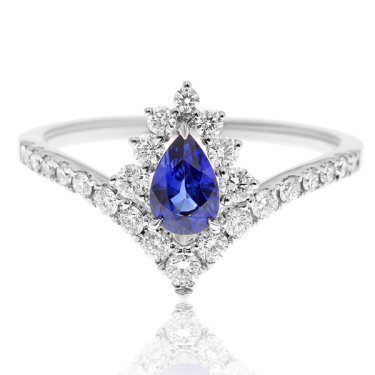 Ring in 18k white gold with sapphire and diamonds