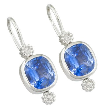 Mystic Star earrings in 18k white gold with 3.6 cts. t.w. sapphires and 0.03 ct. t.w. diamonds