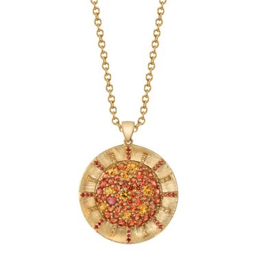 Sun pendant in 18k yellow gold with 4.1 cts. t.w. orange sapphire and 1.6 cts. t.w. yellow sapphire