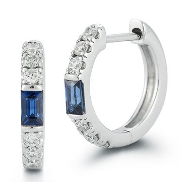 Earrings in white gold with sapphire and diamonds