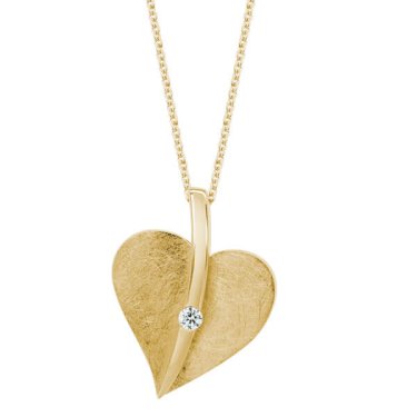 Heart pendant in 14k yellow gold with 0.04 ct. diamond, $720; Artistry, Ltd.