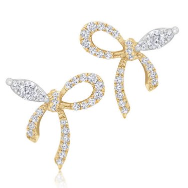 Bow earrings in 14k yellow gold with 0.3 ct. t.w. diamonds, $1,125; KC Designs