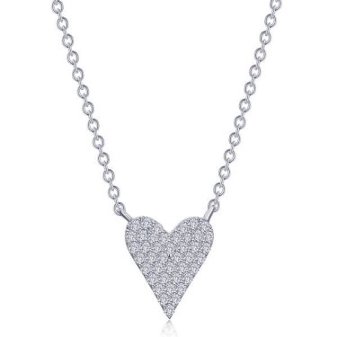 Heart necklace in sterling silver with 0.67 ct. t.w. simulated diamonds, $185; Lafonn
