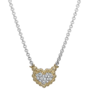 Beaded edge necklace in sterling silver and 14k yellow gold with 0.22 ct. t.w. diamonds, $1,750; Vahan